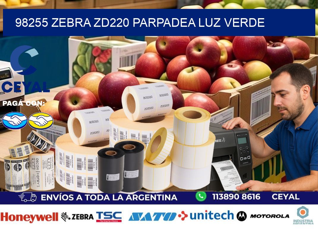 98255 Zebra ZD220 parpadea luz verde