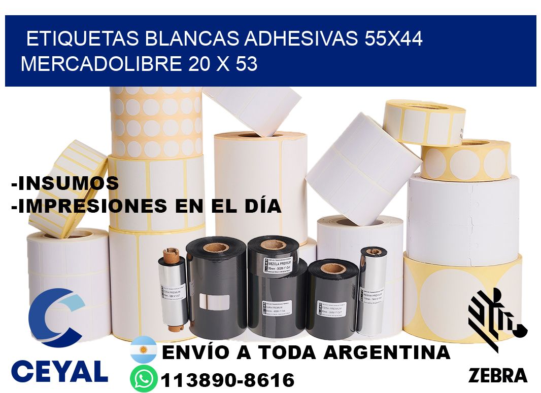 etiquetas blancas adhesivas 55x44 mercadolibre 20 x 53