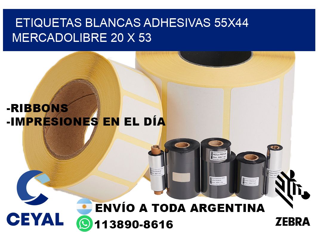etiquetas blancas adhesivas 55x44 mercadolibre 20 x 53
