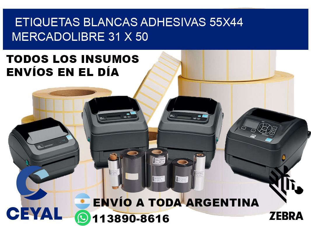 etiquetas blancas adhesivas 55x44 mercadolibre 31 x 50