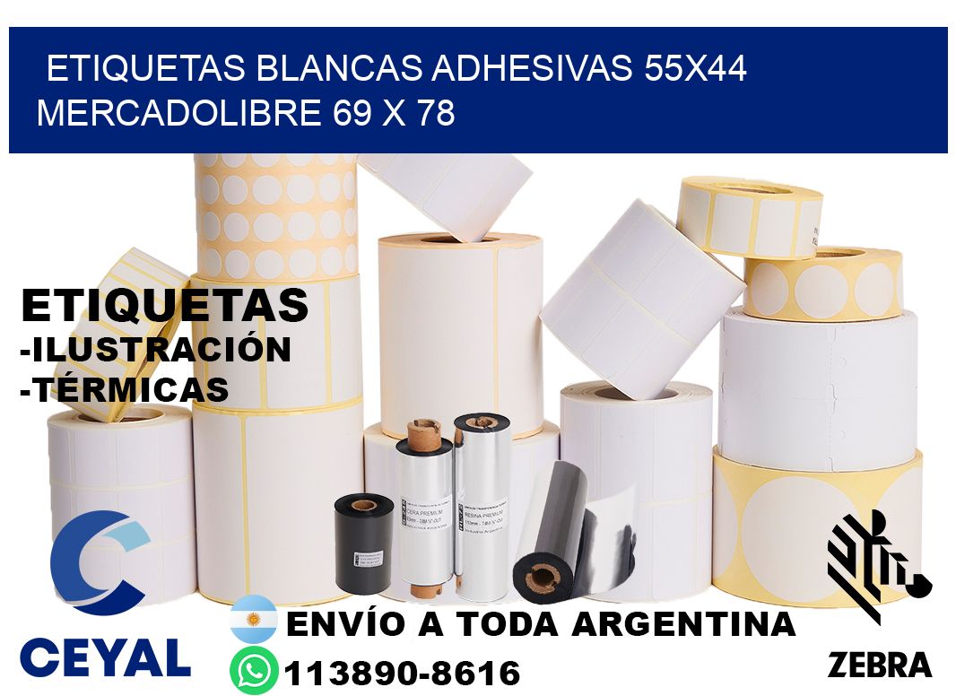 etiquetas blancas adhesivas 55x44 mercadolibre 69 x 78