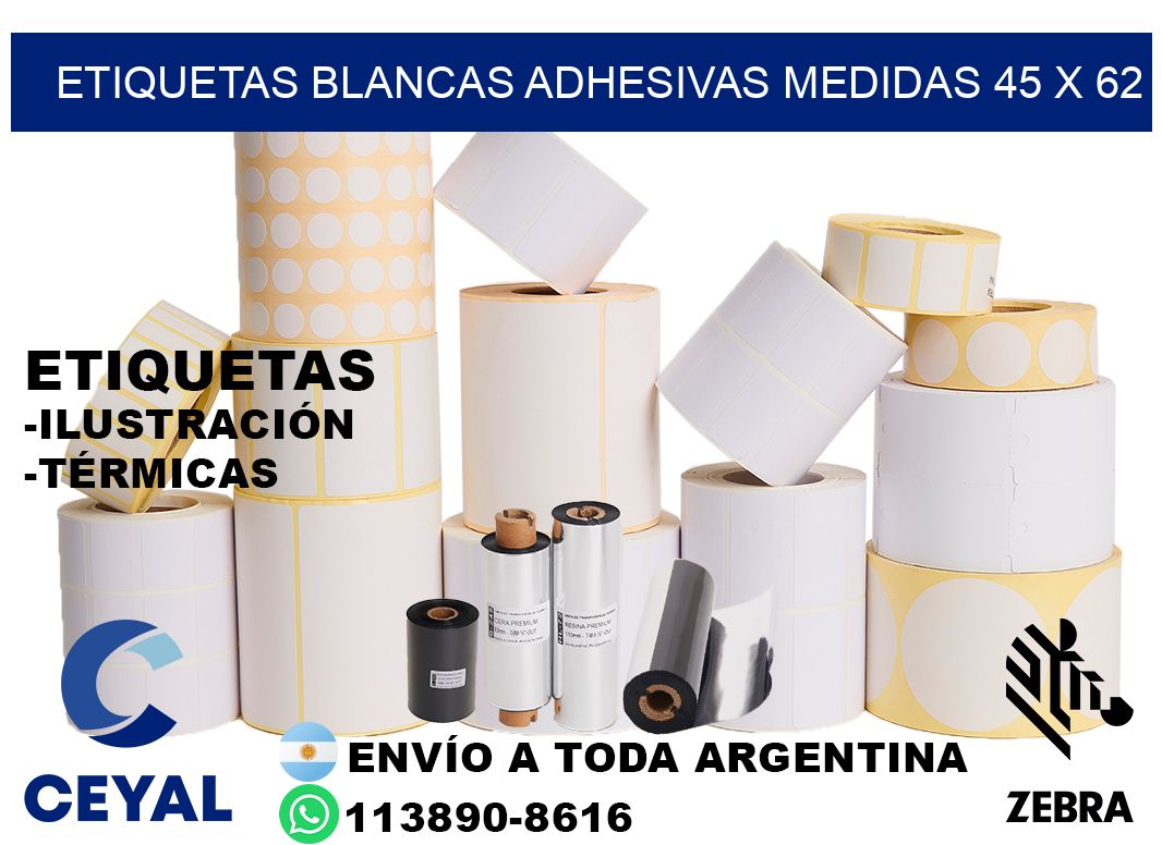 etiquetas blancas adhesivas medidas 45 x 62