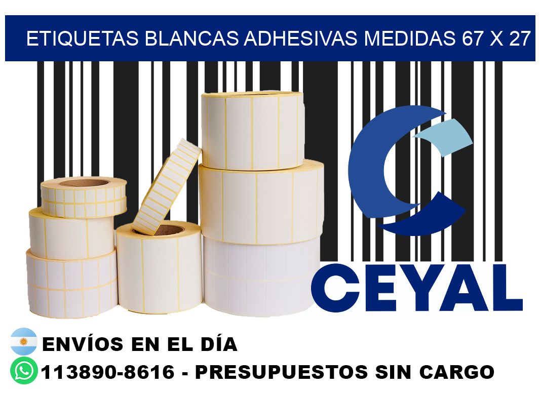 etiquetas blancas adhesivas medidas 67 x 27