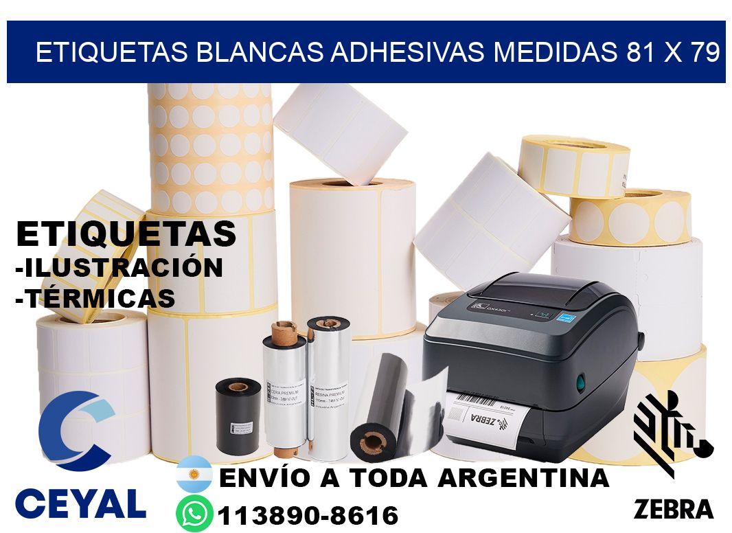 etiquetas blancas adhesivas medidas 81 x 79