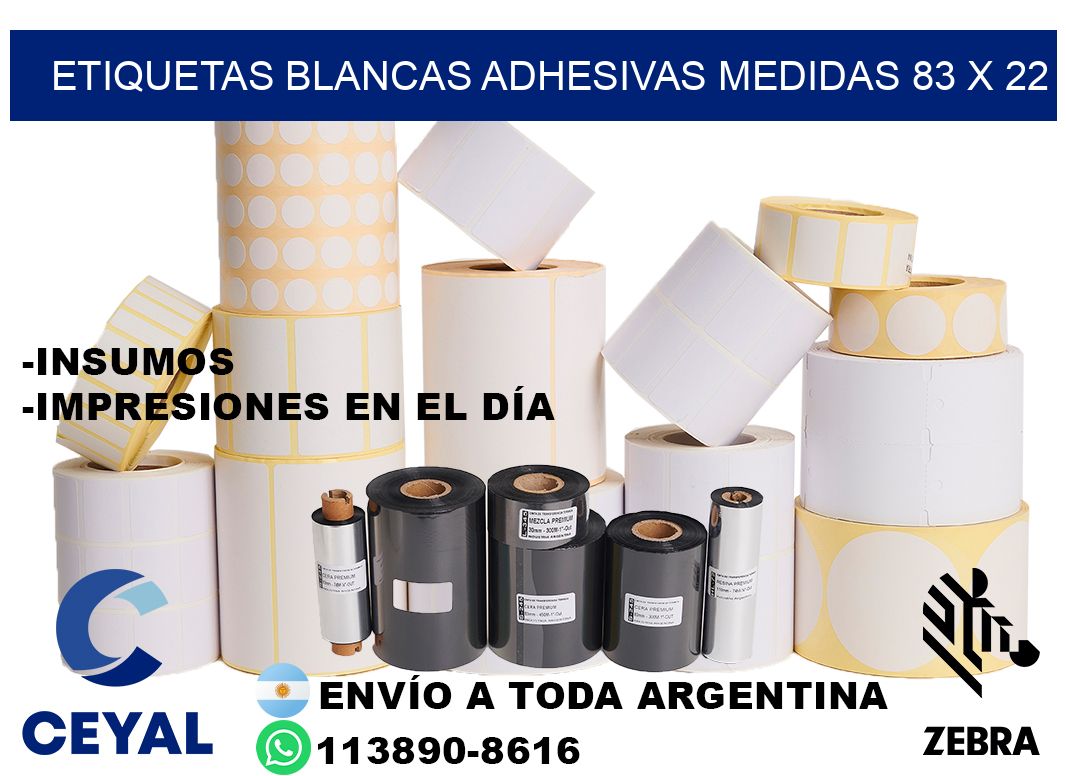 etiquetas blancas adhesivas medidas 83 x 22