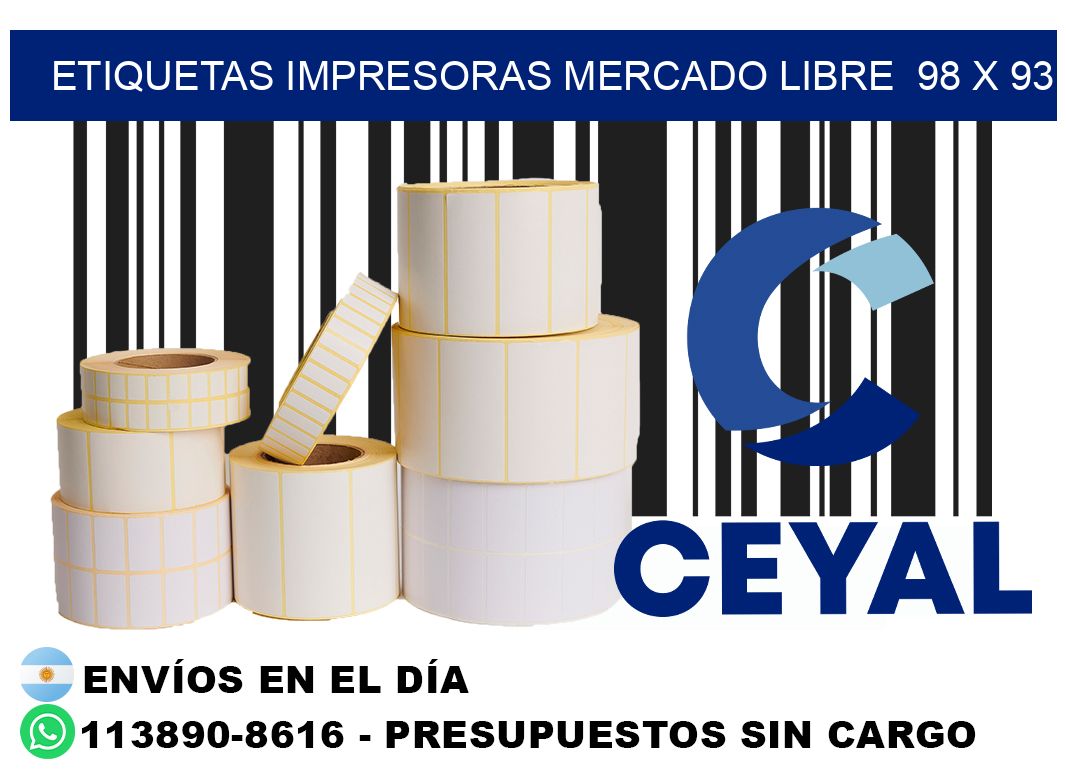 etiquetas impresoras mercado libre  98 x 93