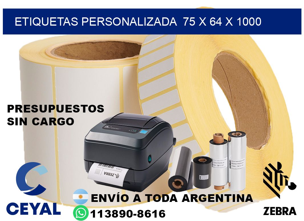 etiquetas personalizada  75 x 64 x 1000
