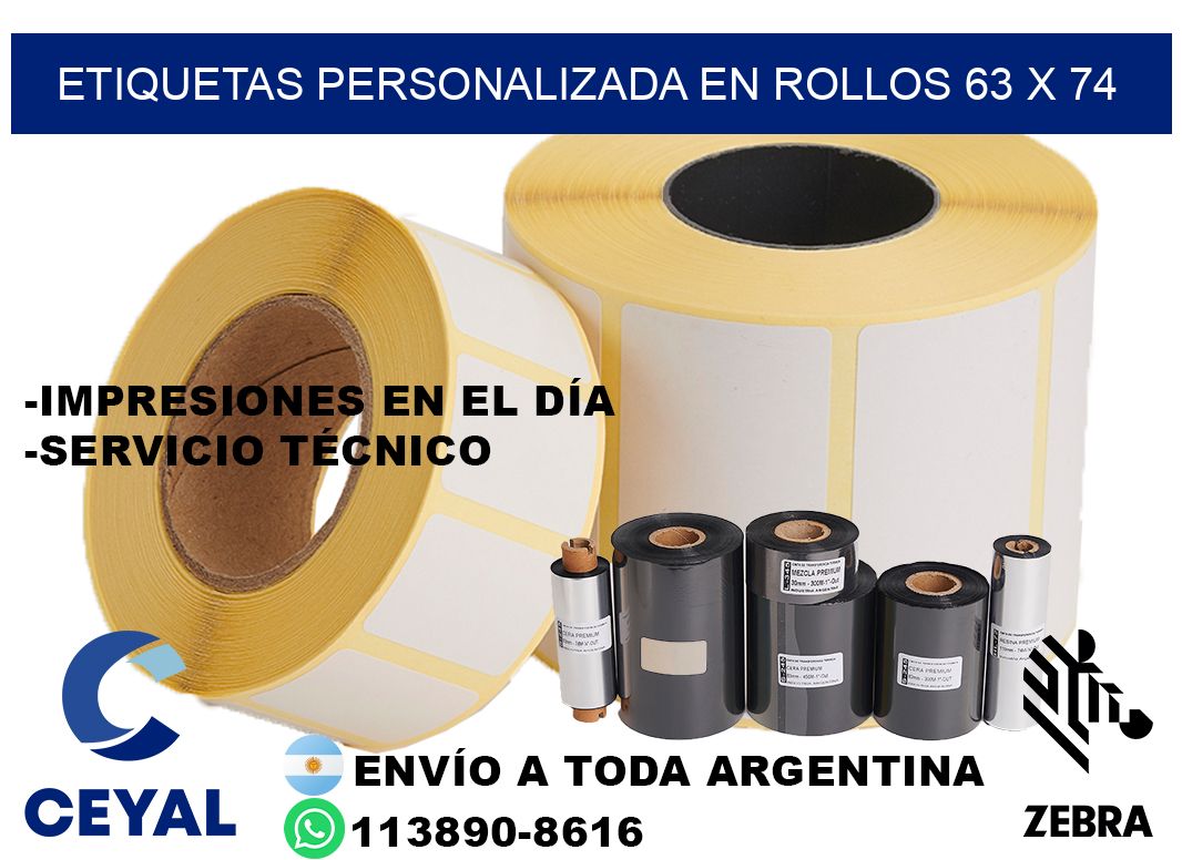 etiquetas personalizada en rollos 63 x 74