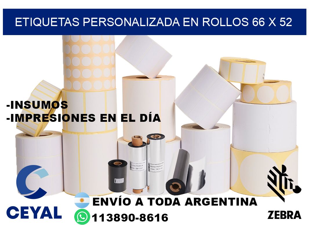 etiquetas personalizada en rollos 66 x 52