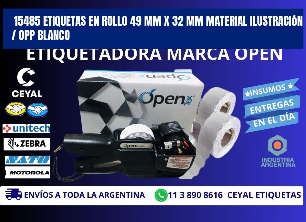 15485 Etiquetas en rollo 49 mm x 32 mm material Ilustración / OPP Blanco