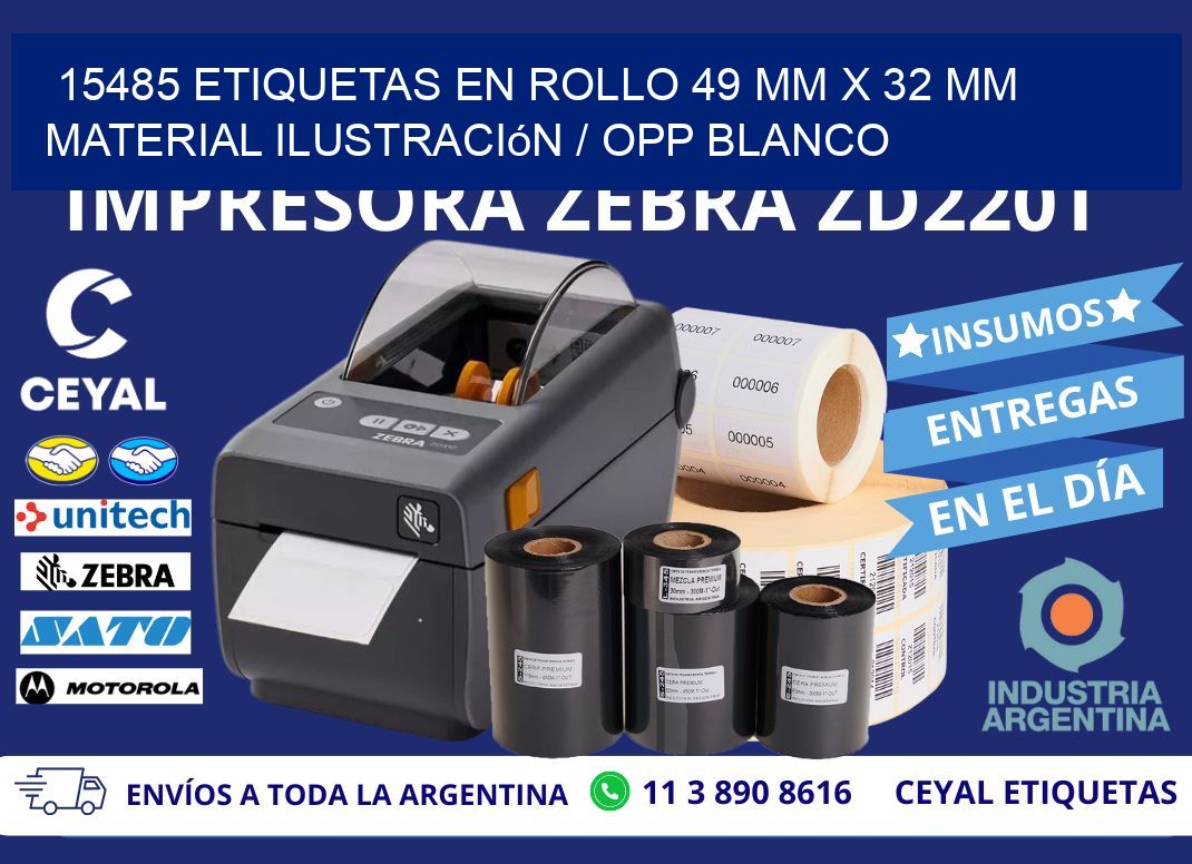 15485 Etiquetas en rollo 49 mm x 32 mm material Ilustración / OPP Blanco