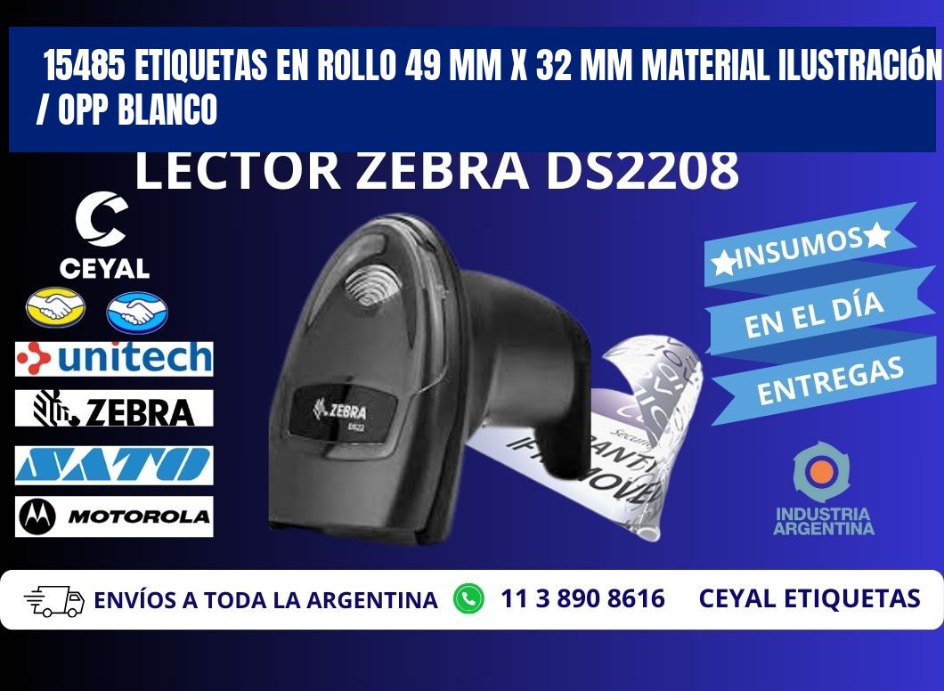 15485 Etiquetas en rollo 49 mm x 32 mm material Ilustración / OPP Blanco