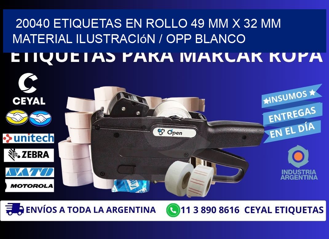 20040 Etiquetas en rollo 49 mm x 32 mm material Ilustración / OPP Blanco