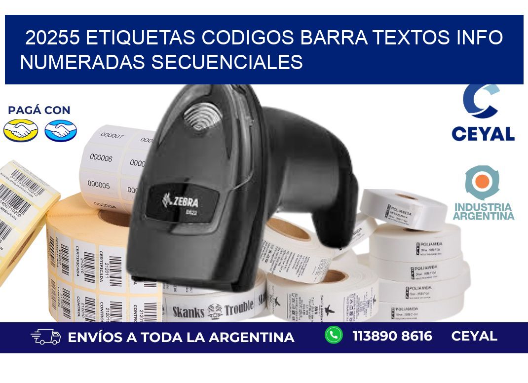 20255 Etiquetas Codigos Barra Textos Info Numeradas Secuenciales