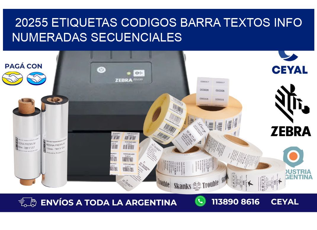 20255 Etiquetas Codigos Barra Textos Info Numeradas Secuenciales