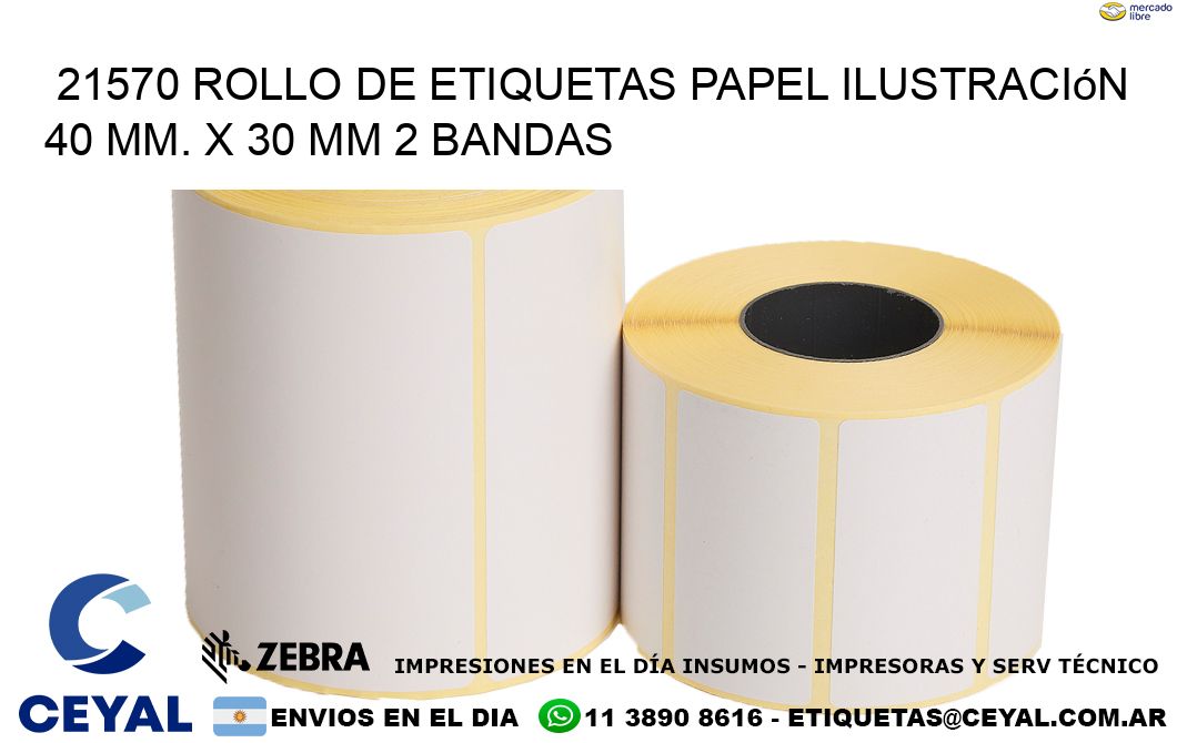 21570 Rollo de Etiquetas Papel Ilustración 40 mm. x 30 mm 2 Bandas