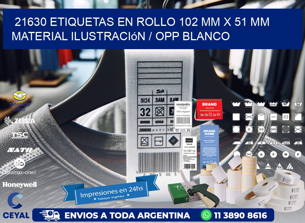 21630 Etiquetas en rollo 102 mm x 51 mm material Ilustración / OPP Blanco