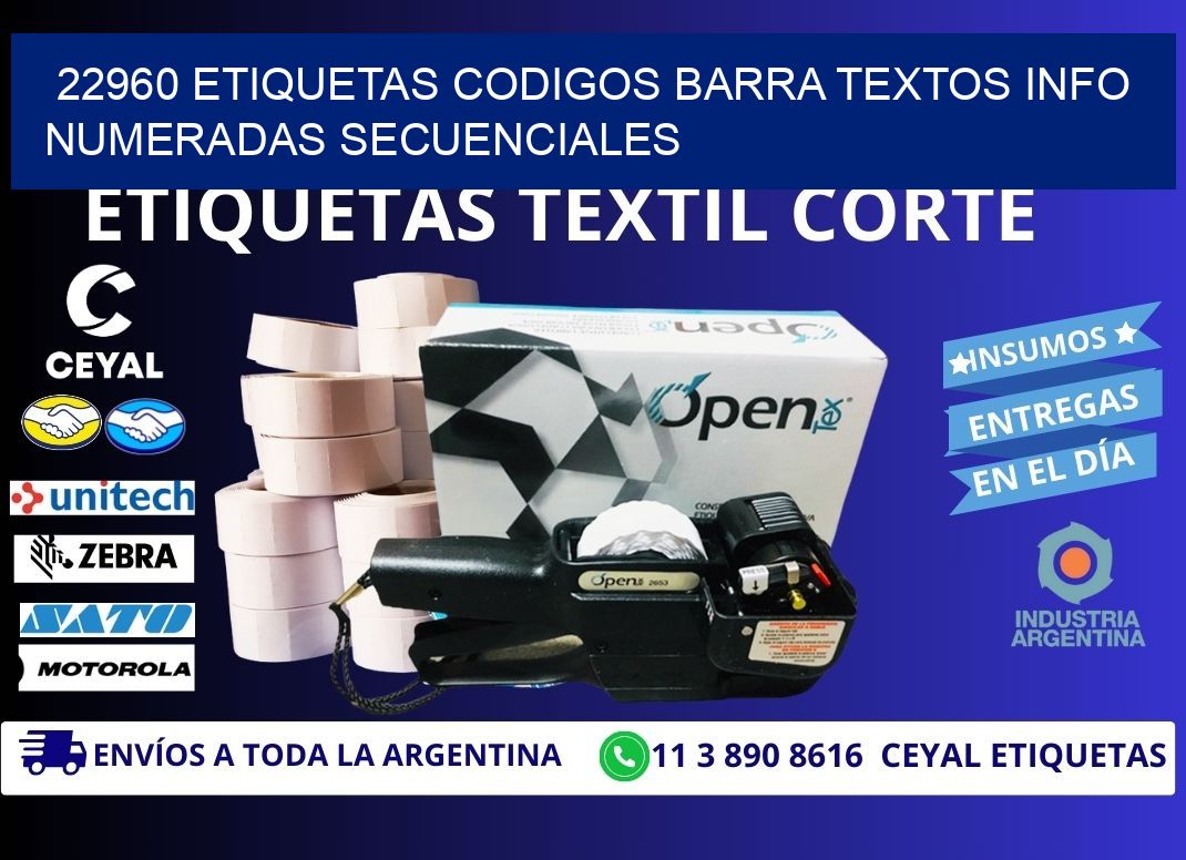 22960 Etiquetas Codigos Barra Textos Info Numeradas Secuenciales