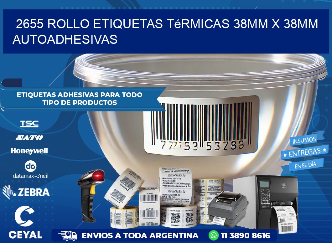 2655 Rollo Etiquetas Térmicas 38mm X 38mm Autoadhesivas