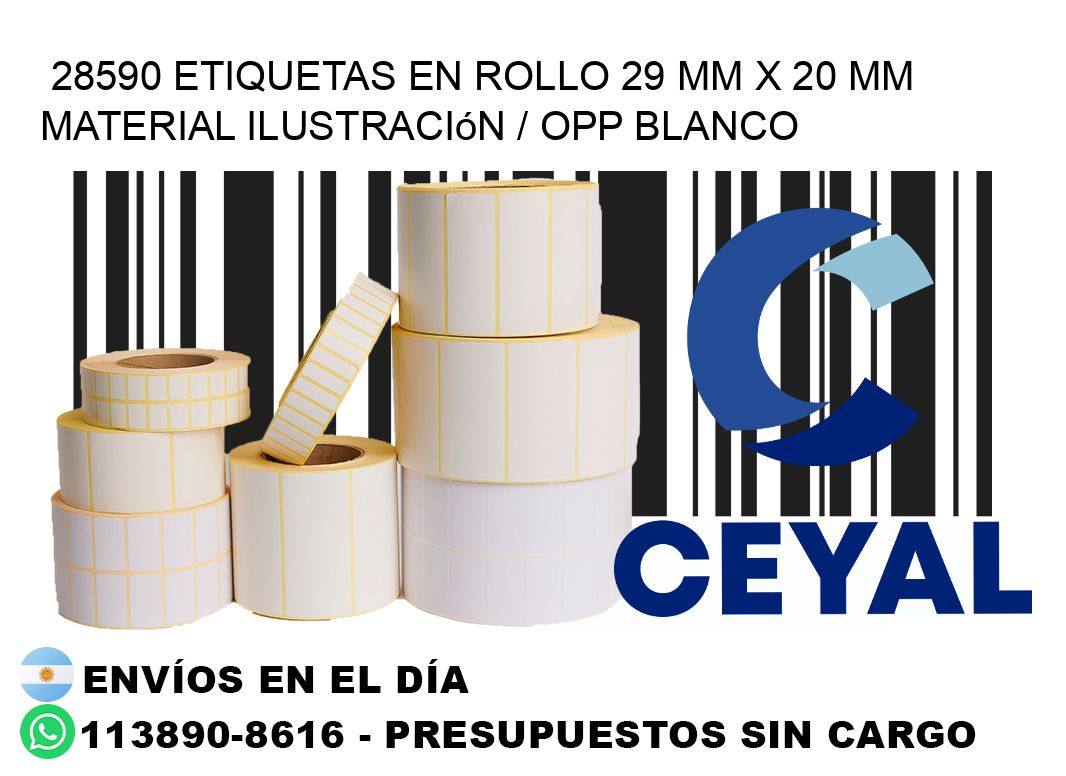 28590 Etiquetas en rollo 29 mm x 20 mm material Ilustración / OPP Blanco