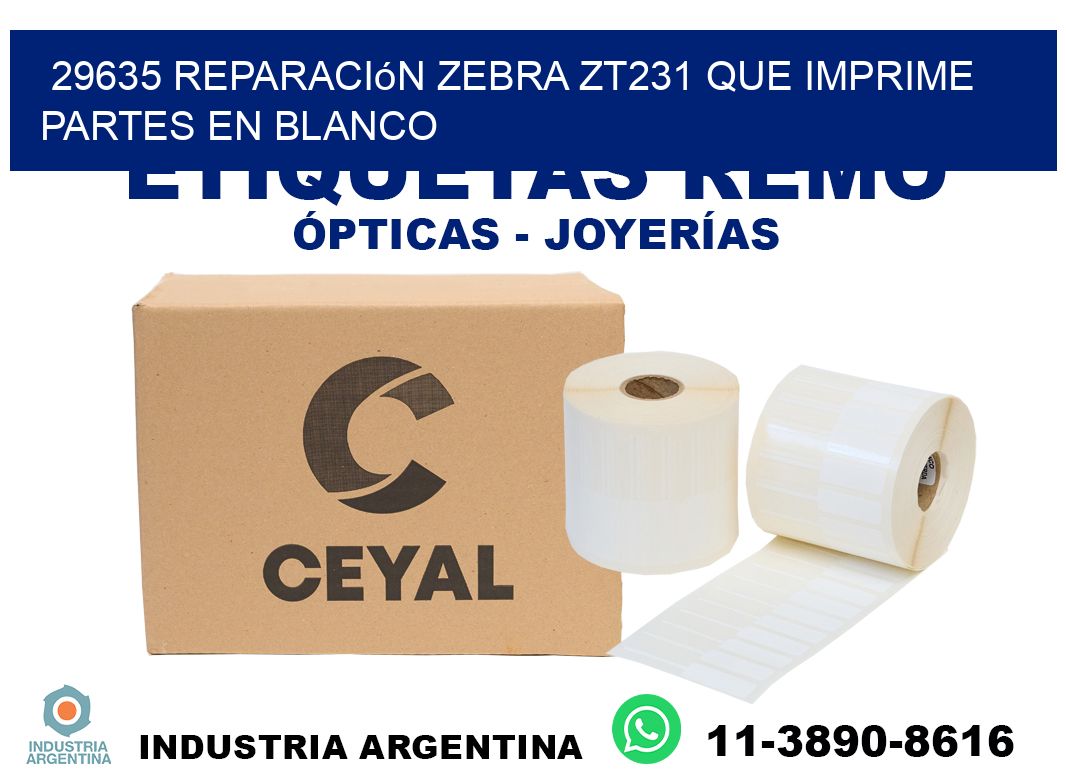 29635 reparación zebra zt231 que imprime partes en blanco