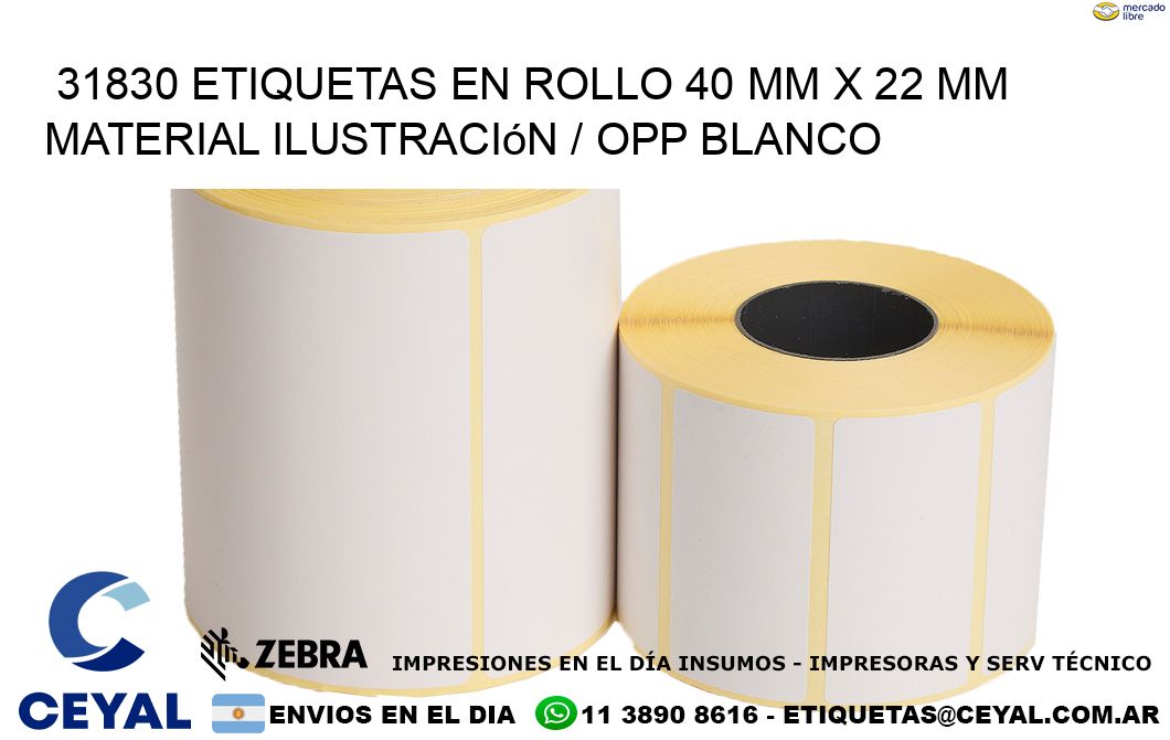 31830 Etiquetas en rollo 40 mm x 22 mm material Ilustración / OPP Blanco