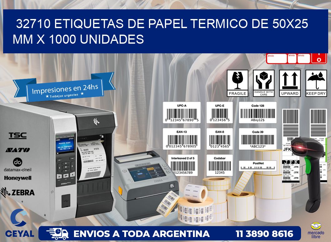 32710 Etiquetas De Papel Termico De 50x25 Mm X 1000 Unidades