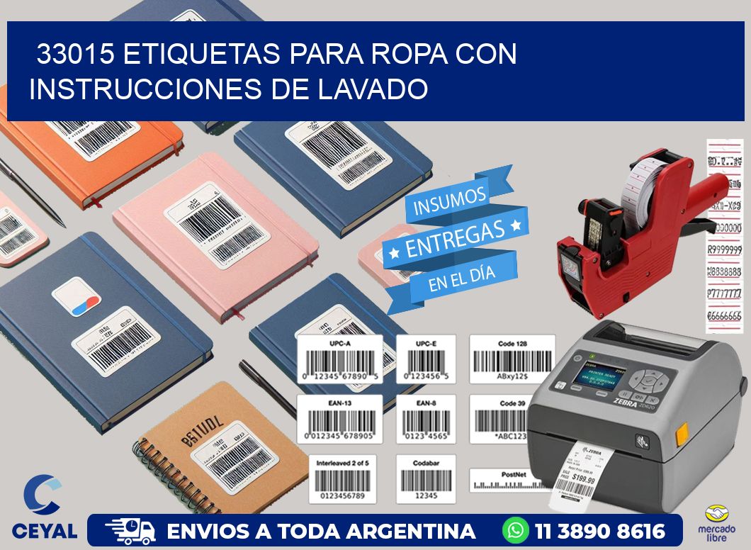 33015 etiquetas para ropa con instrucciones de lavado