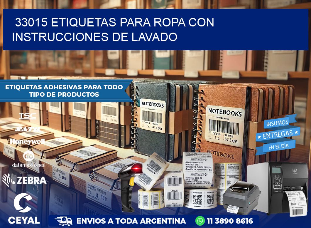 33015 etiquetas para ropa con instrucciones de lavado