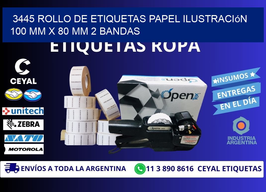3445 Rollo de Etiquetas Papel Ilustración 100 mm x 80 mm 2 Bandas