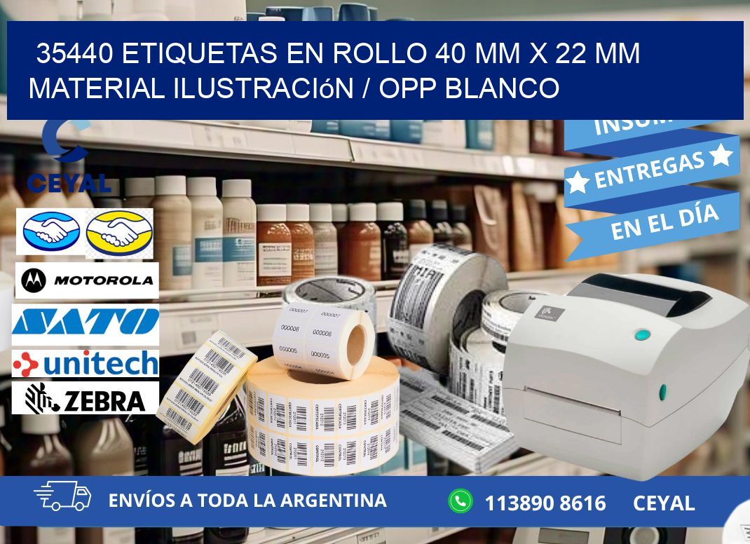 35440 Etiquetas en rollo 40 mm x 22 mm material Ilustración / OPP Blanco