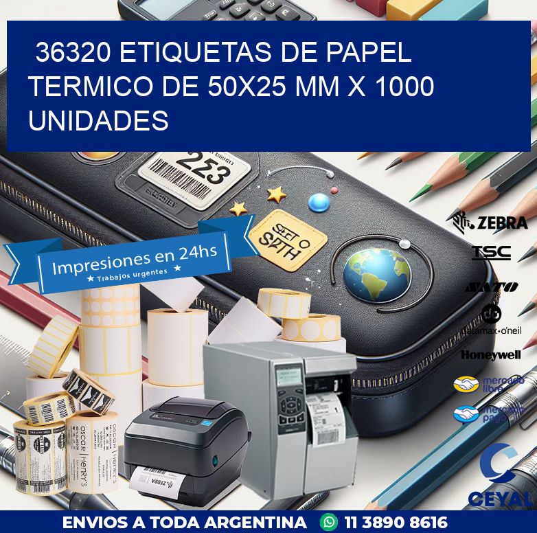 36320 Etiquetas De Papel Termico De 50x25 Mm X 1000 Unidades