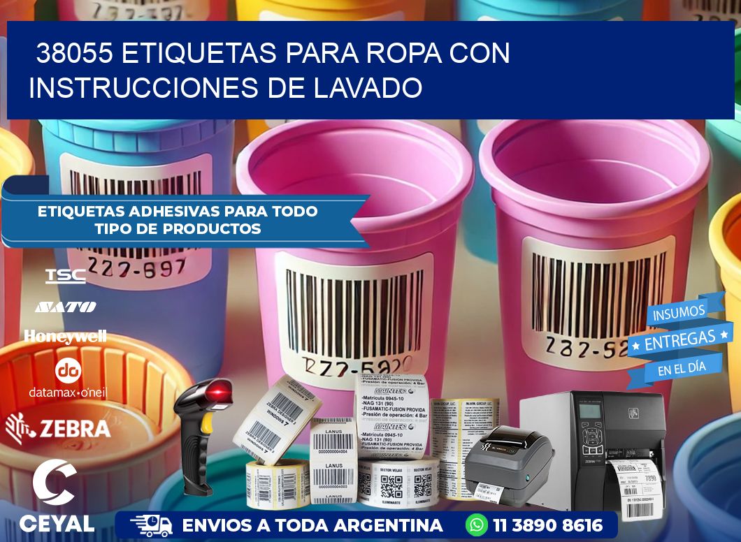 38055 etiquetas para ropa con instrucciones de lavado