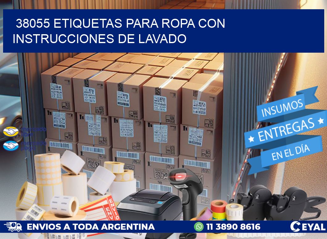 38055 etiquetas para ropa con instrucciones de lavado