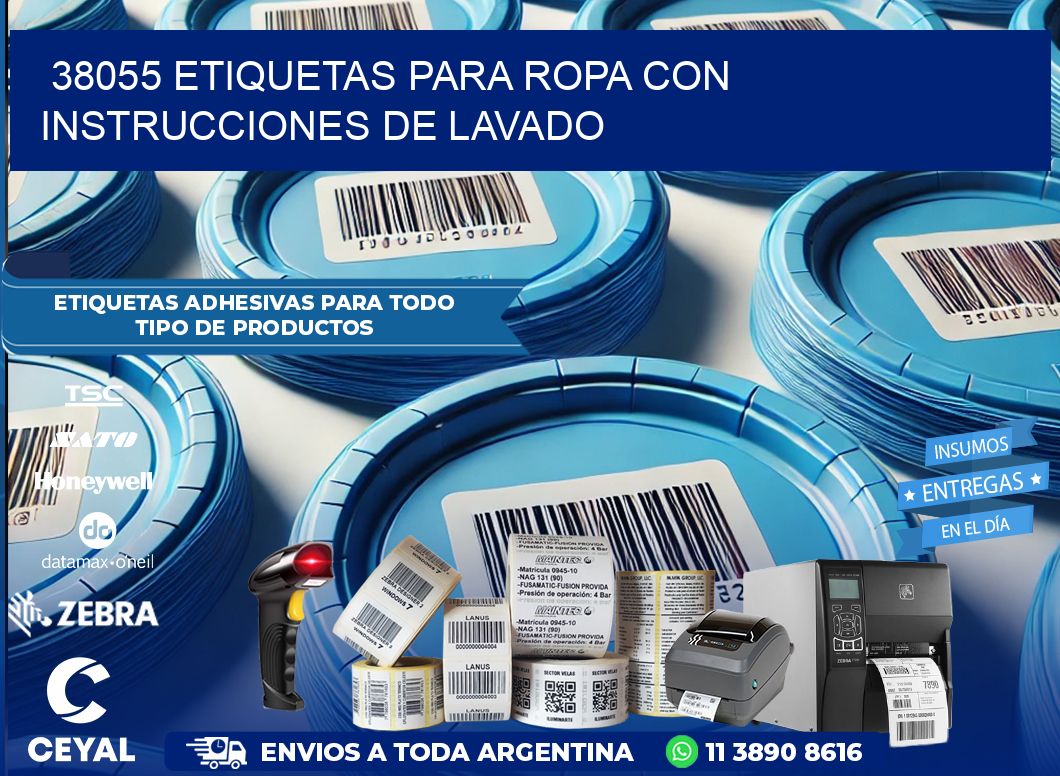38055 etiquetas para ropa con instrucciones de lavado