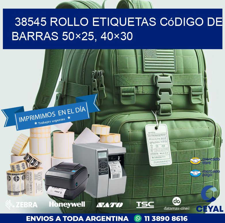38545 rollo etiquetas código de barras 50×25, 40×30