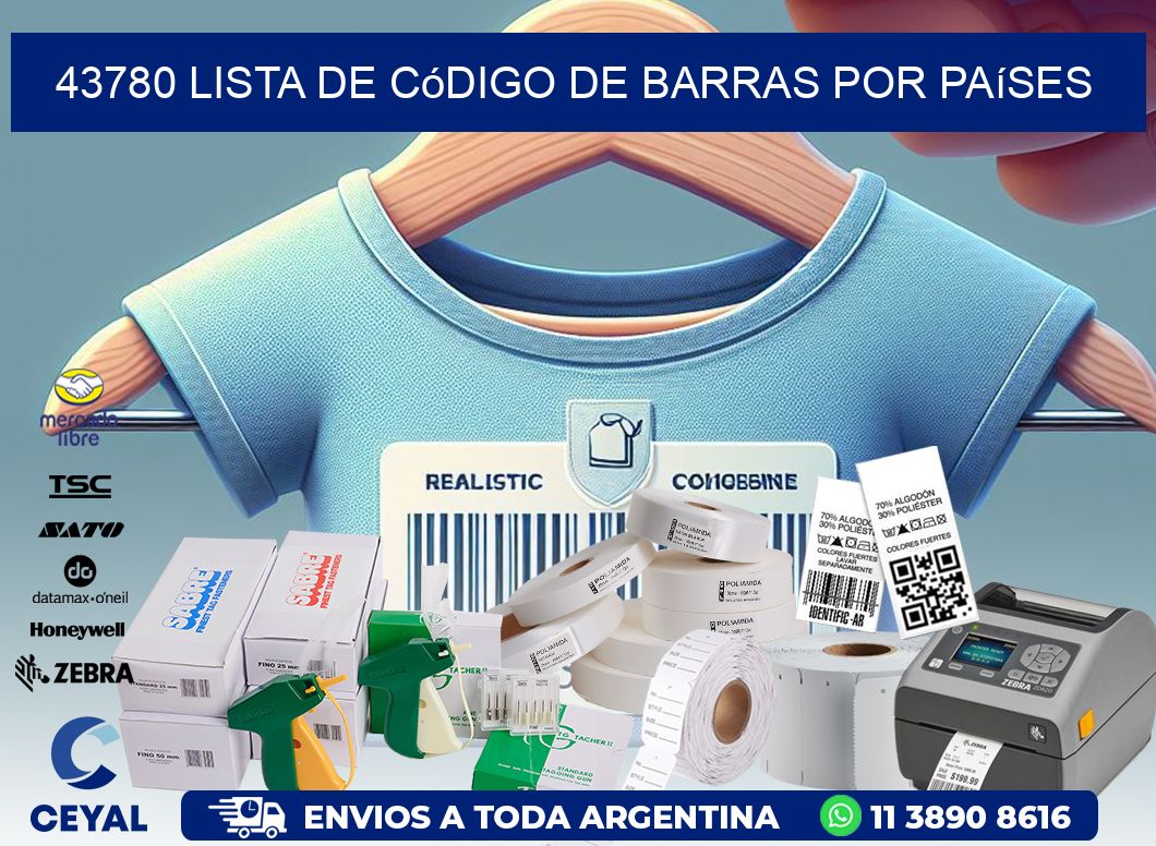43780 Lista de código de barras por países