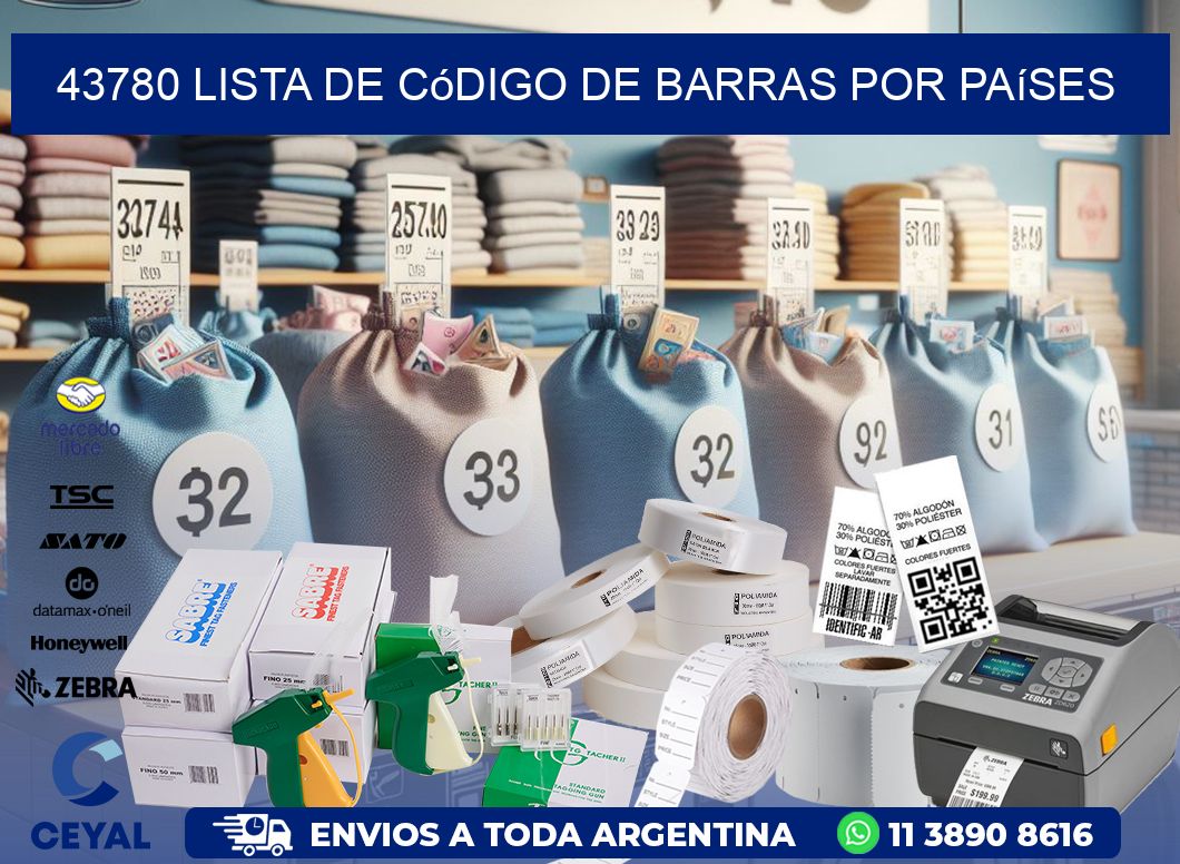 43780 Lista de código de barras por países