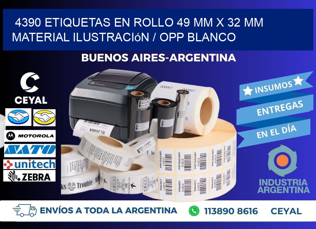 4390 Etiquetas en rollo 49 mm x 32 mm material Ilustración / OPP Blanco