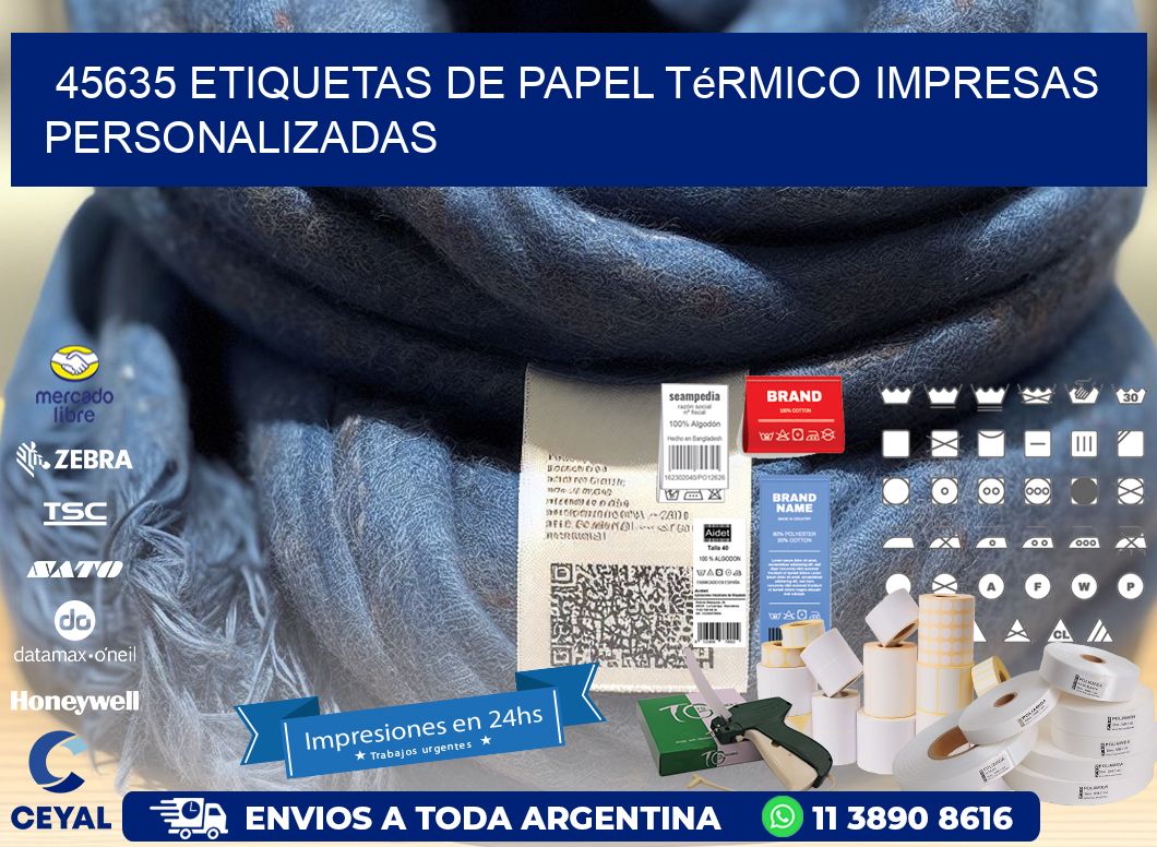 45635 Etiquetas de papel térmico impresas personalizadas