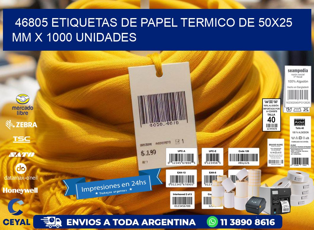 46805 Etiquetas De Papel Termico De 50x25 Mm X 1000 Unidades