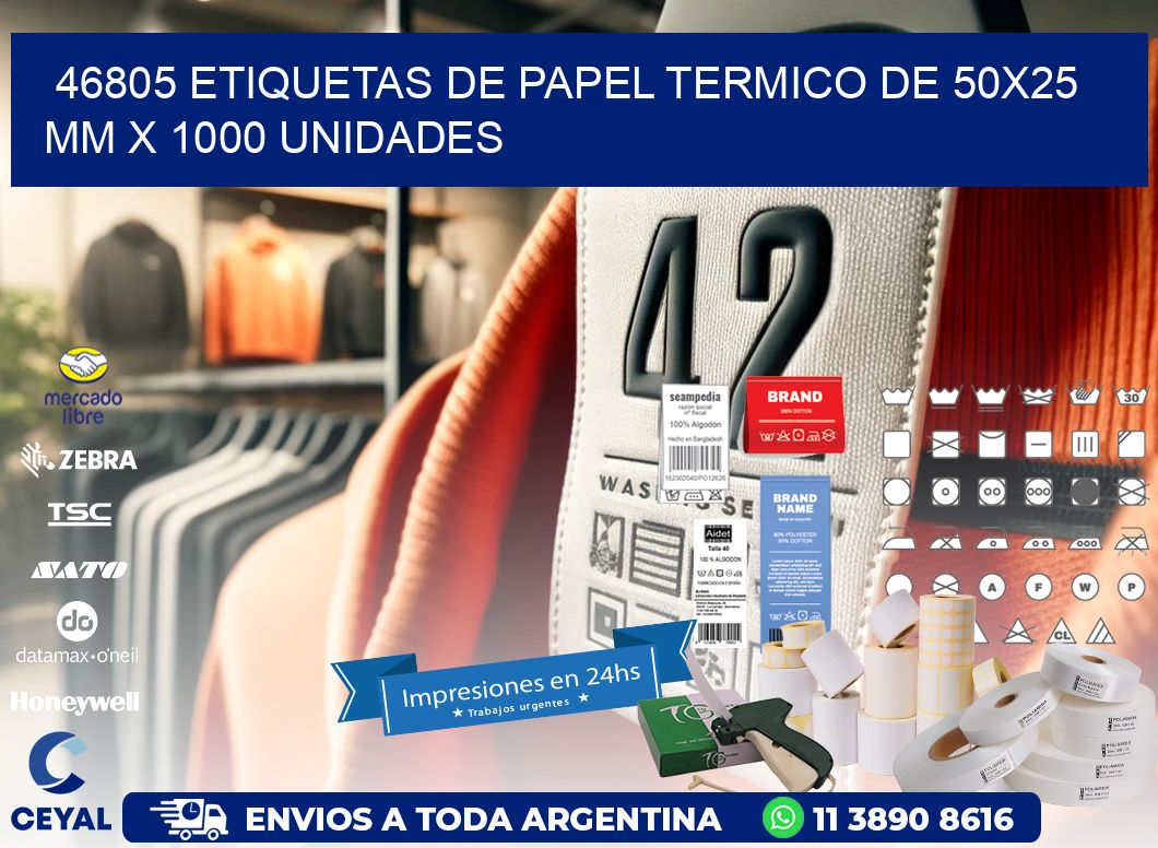 46805 Etiquetas De Papel Termico De 50x25 Mm X 1000 Unidades