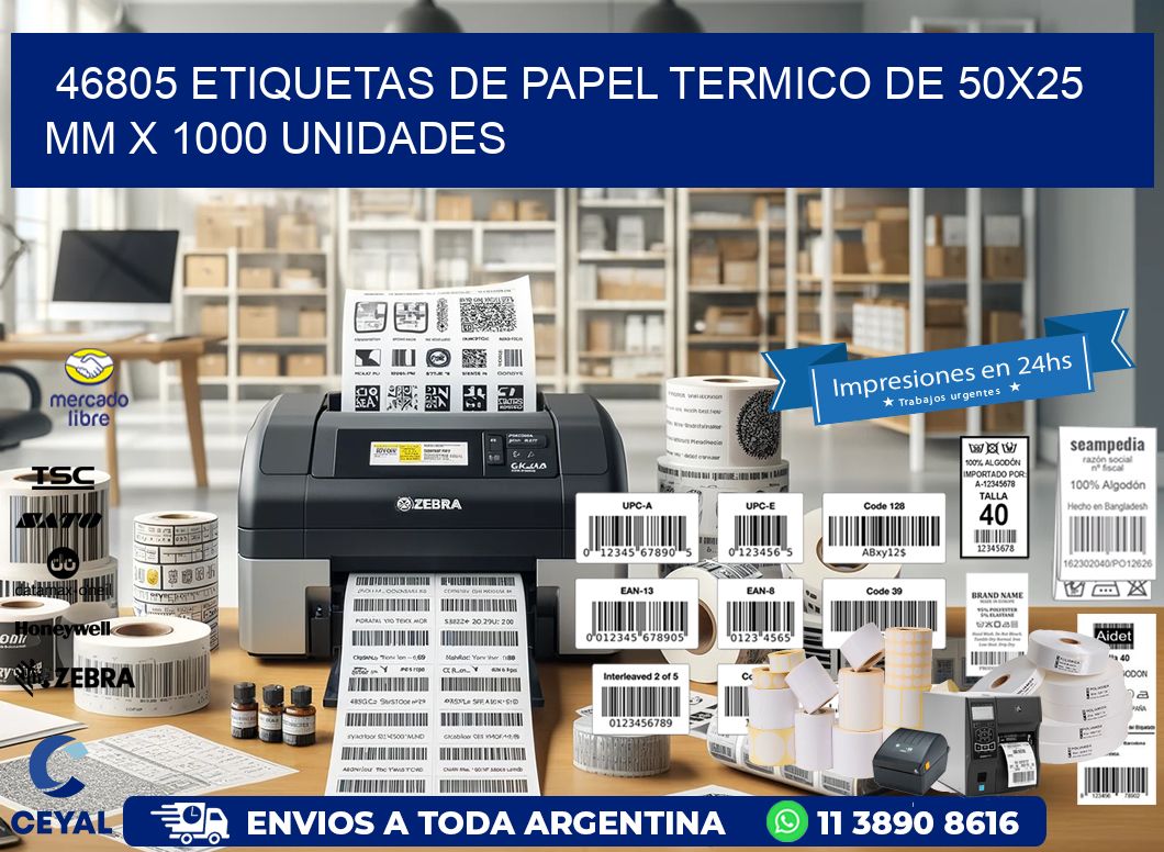 46805 Etiquetas De Papel Termico De 50×25 Mm X 1000 Unidades
