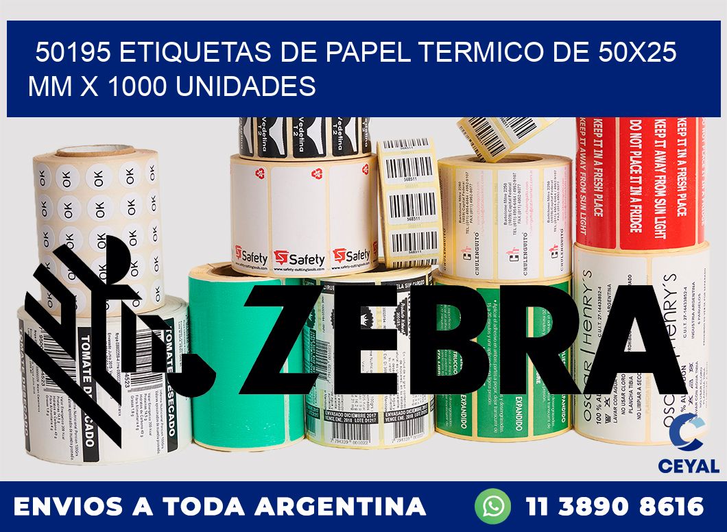 50195 Etiquetas De Papel Termico De 50x25 Mm X 1000 Unidades