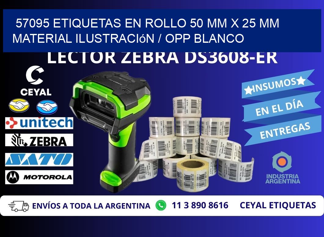 57095 Etiquetas en rollo 50 mm x 25 mm material Ilustración / OPP Blanco