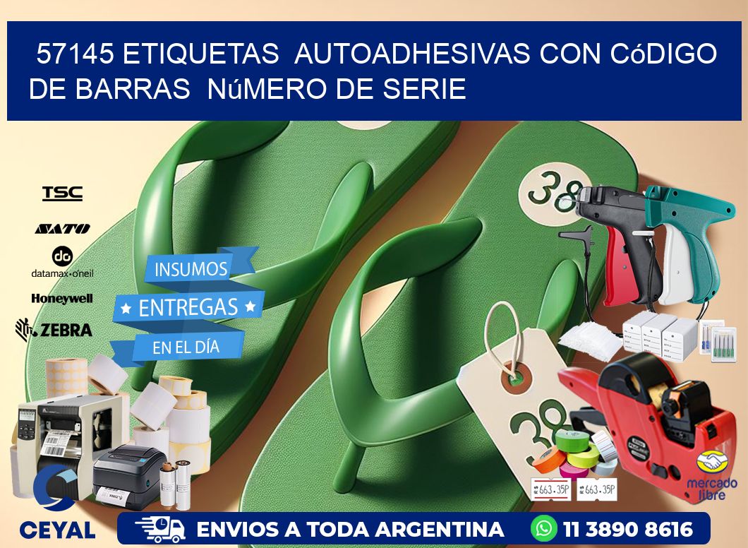 57145 etiquetas  autoadhesivas con código de barras  número de serie