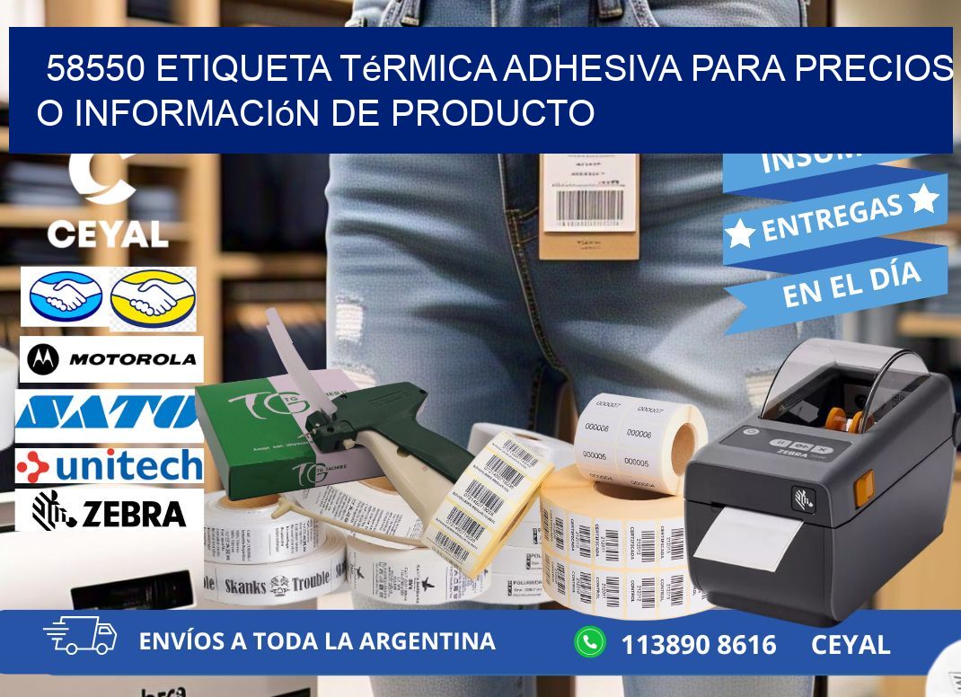 58550 Etiqueta térmica adhesiva para precios o información de producto