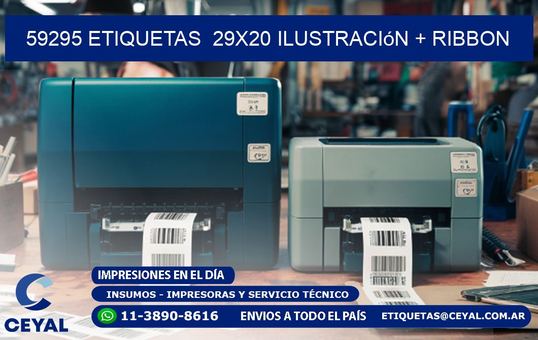 59295 etiquetas  29x20 ilustración + ribbon