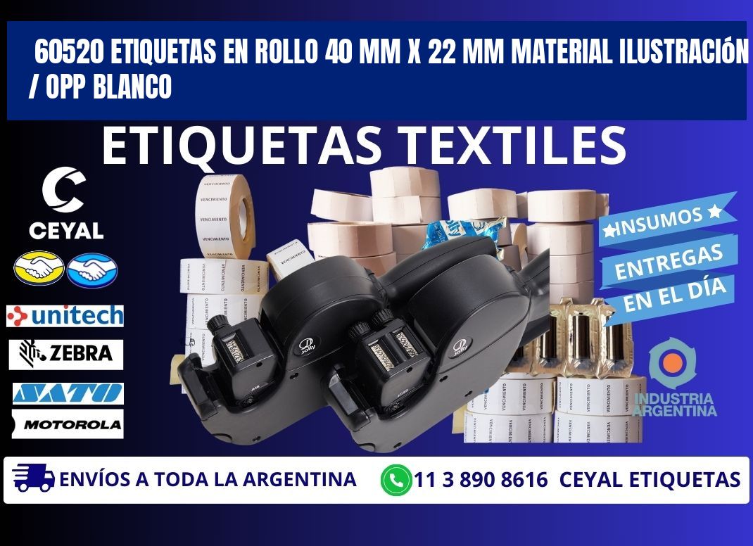 60520 Etiquetas en rollo 40 mm x 22 mm material Ilustración / OPP Blanco