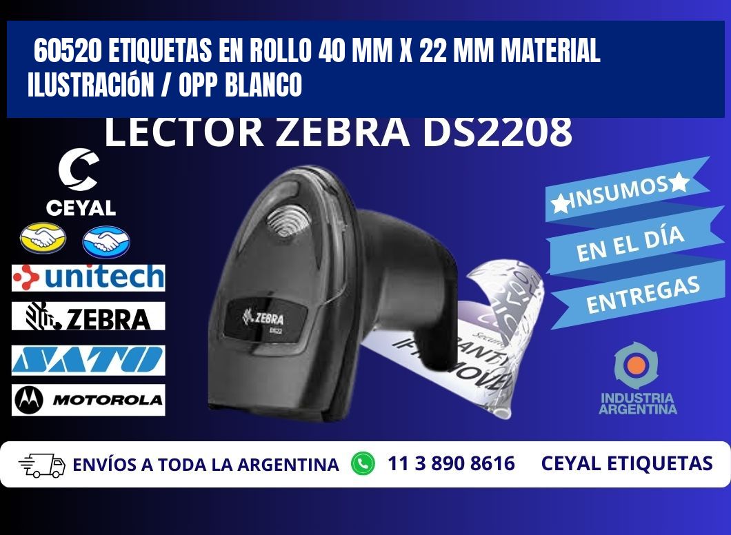 60520 Etiquetas en rollo 40 mm x 22 mm material Ilustración / OPP Blanco